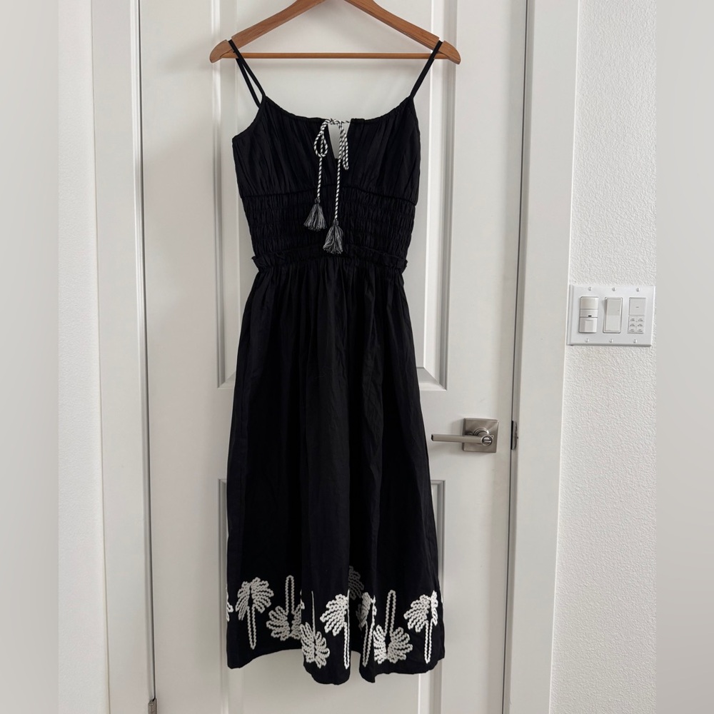 Rails Baja Dress In Black
Ivory Palm Trees Black Embroidered Sundress w Tassel S - Picture 3 of 15